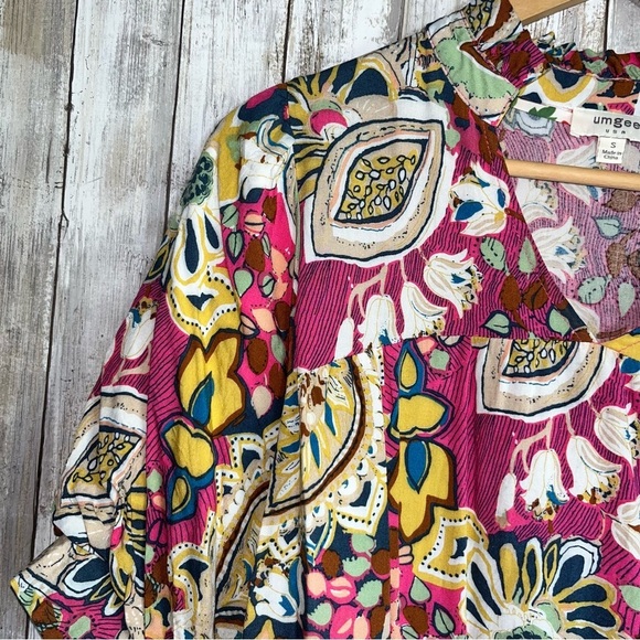 Umgee Alessia Mixed Print Puff Sleeve Blouse - Picture 5 of 8